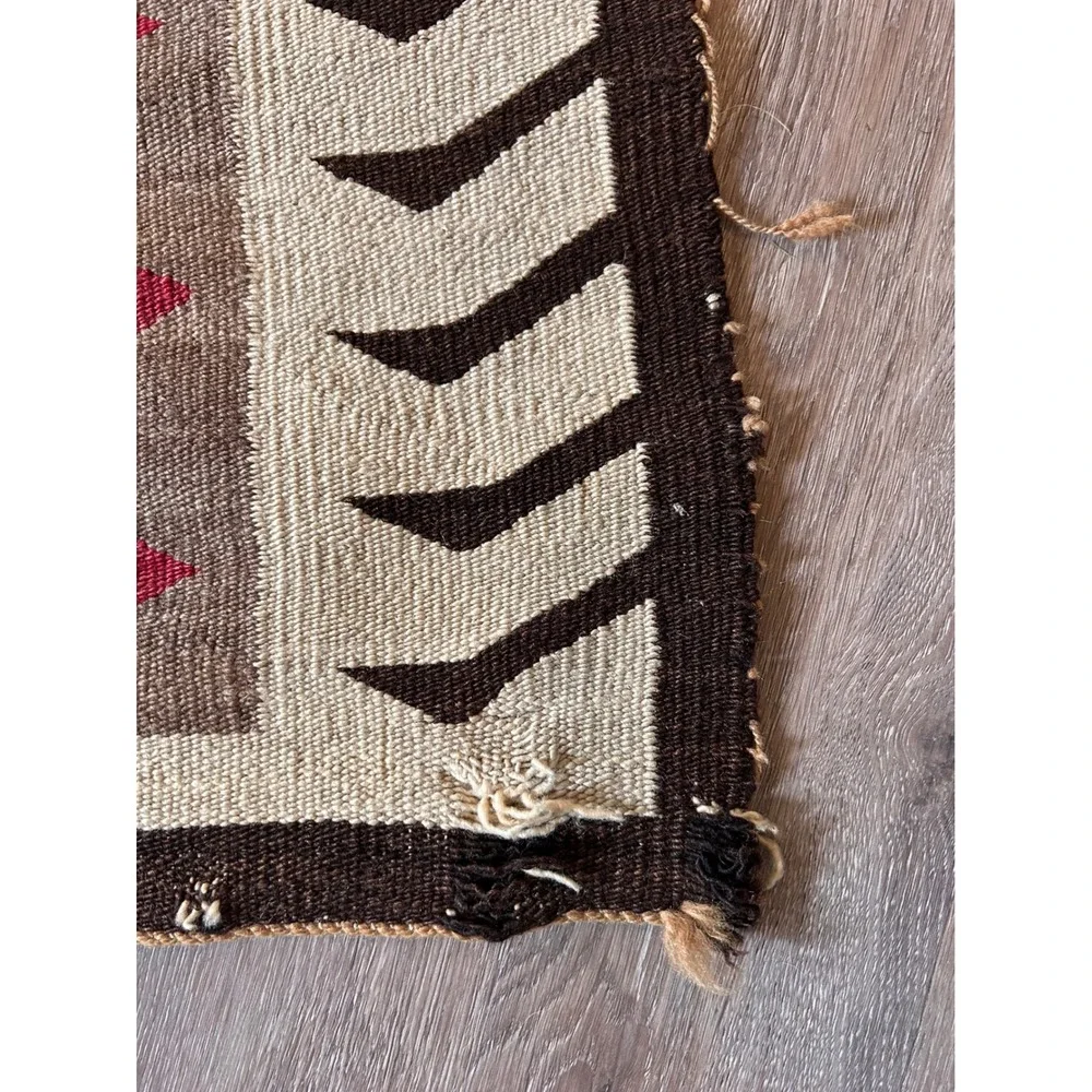 Vintage Southwest Handwoven Wool Rug Navajo Style Tribal Earth Tones 51x28.5